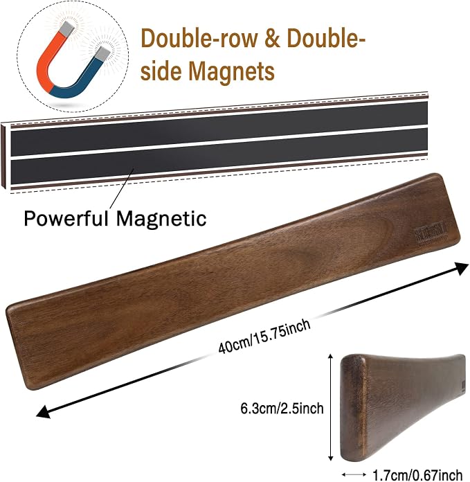 HOSHANHO Magnetic Knife Strips, Magnetic Knife Holder for Wall 16 Inch | Acacia Wood Knife Magnetic Strip Use as Knife Bar, Knife Holder for Kitchen Utensil Organizer, Ideal Cooking Gift for Chef - Image 2