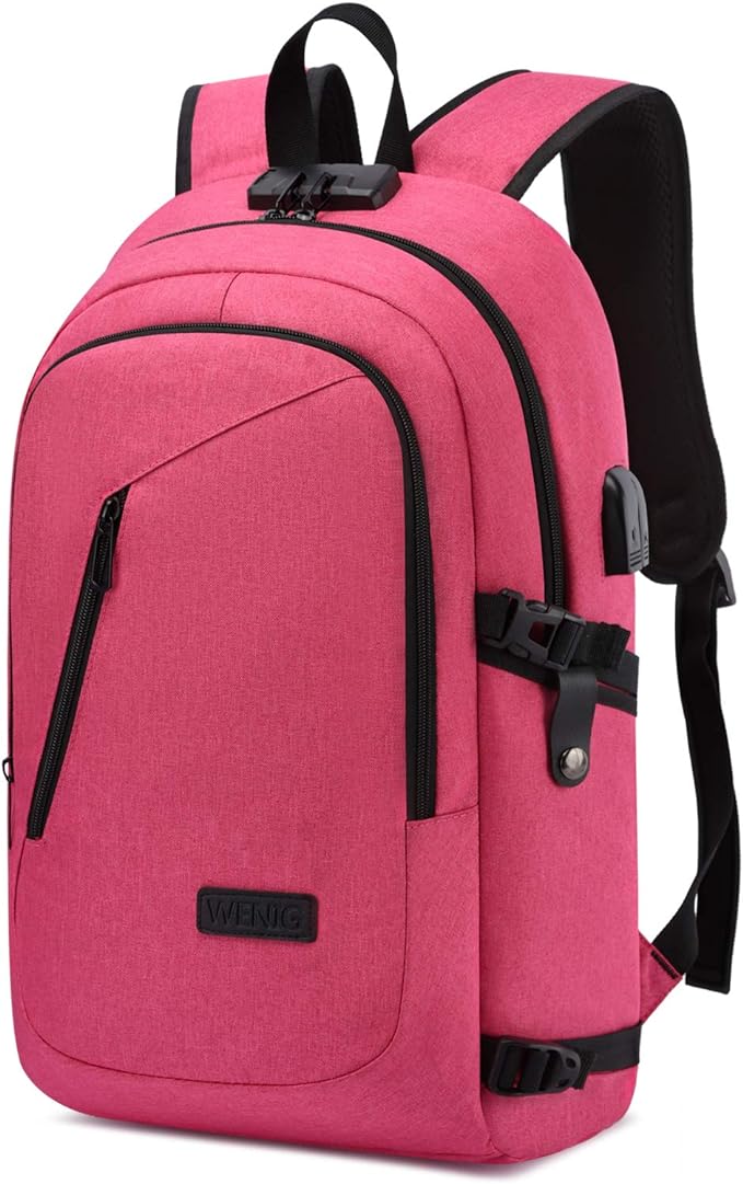 WENIG Business Laptop Backpack Anti-Theft Backpack with USB Charging Port and Lock Computer Backpacks for Women Men Fit 15.6 Inch Laptops, Casual Hiking Travel Daypack by WENIG+