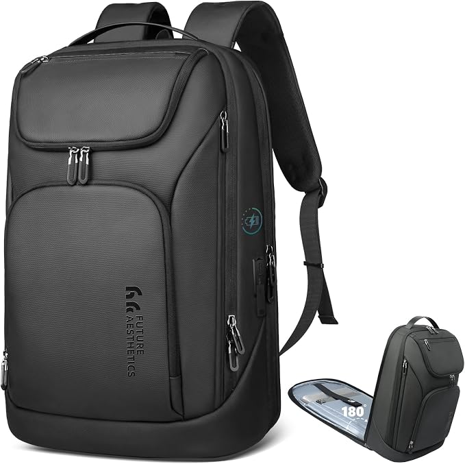 hk Business Smart Backpack for Men Anti-Theft for 17.3 Inch Laptop | with USB Charging Port Water-Resistant Large Durable Compact 30L for Travel College Work by hkbag