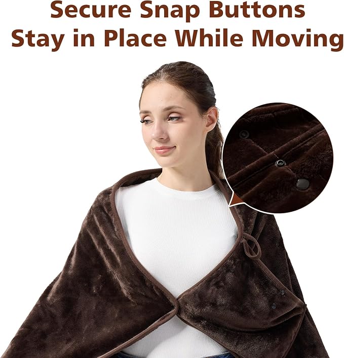 Packable Travel Throw Blanket, Coffee Brown | Soft lightweight wearable travel accessory with carry pouch, airplane blanket, road trips, office naps,outdoor camping - Image 6