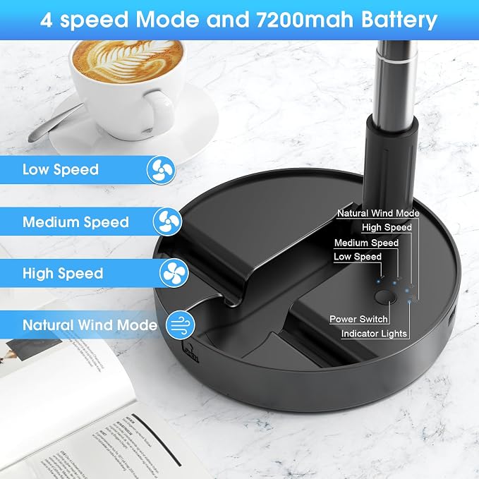 Belife X8-Lite Portable Camping Fan for Travel | 7200mAh Rechargeable Battery Powered Fans, USB Desk Fan with Remote, Foldable Cordless Floor Fan for Bedroom, 7.7" - Image 3