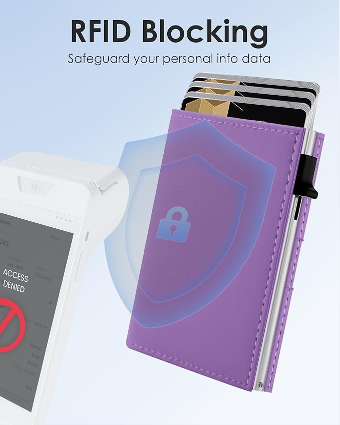 QLD RFID Wallet Women - Small Slim Trifold Wallet Anti-Theft Pop up Card Holder, Minimalist, Ultra Thin, Front Pocket, Premium Leather, 9-11 Cards Capacity | ID Window | Cash Slot - Image 4