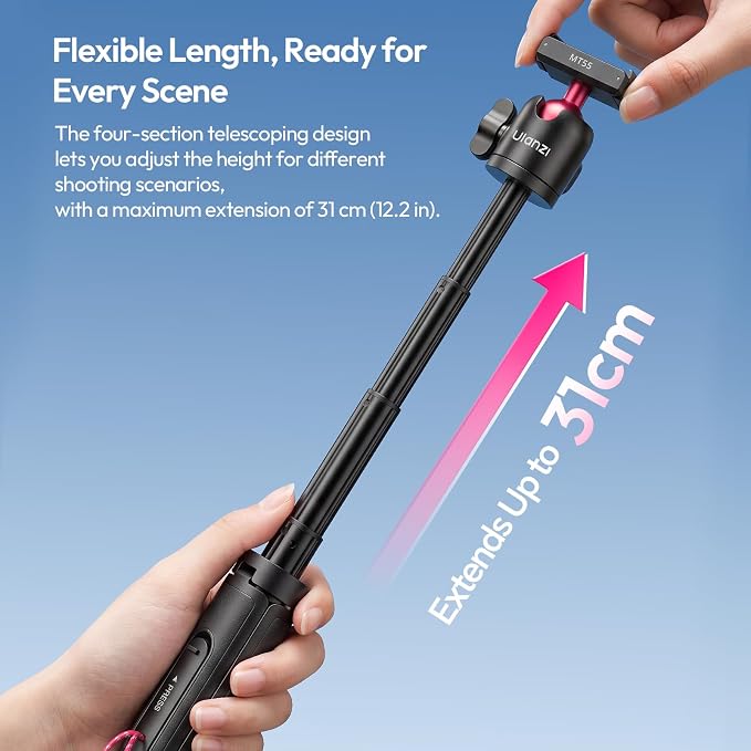 ULANZI Magnetic Mini Tripod Selfie Stick for Action 6/Nano/Xtra Atto | Mantis Hook, Quick Snap Strap Mount, Magnetic Base for Action 6 Nano, 4-Section Extension, 360° Ball Head - Image 8