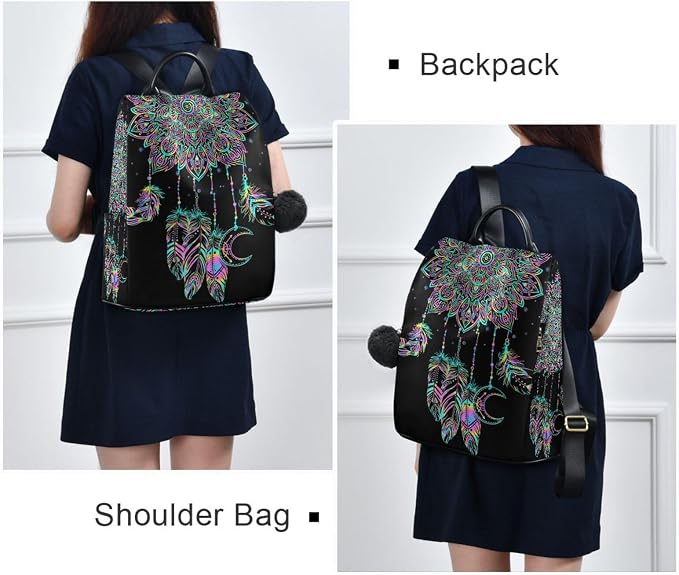 ALAZA Dreamcatcher Lotus Boho Backpack Purse for Women Anti Theft Fashion Back Pack Shoulder Bag - Image 7