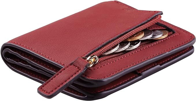 Toughergun Women’s Small Slim Leather Wallet with RFID Protection, Compact Bifold Mini Purse with Clear ID Window by Toughergun
