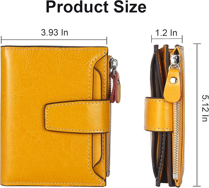 Small Compact Women Wallet RFID Blocking Genuine Leather Bifold Purse with ID Windows - Image 5