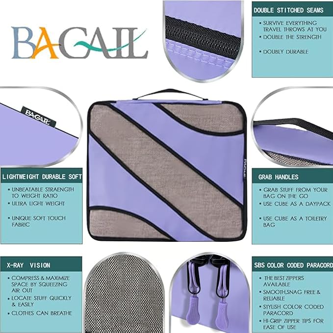 BAGAIL 6 Set Packing Cubes,Travel Luggage Packing Organizers - Image 3