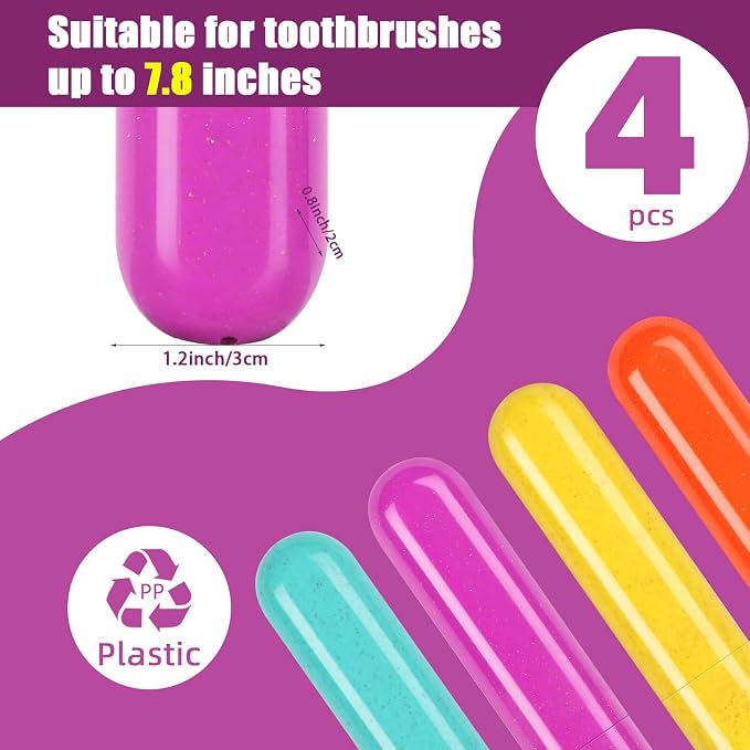 Hooqict 4 Pack Travel Toothbrush Case Portable Travel Toothbrush Holder Plastic Toothbrush Container Protector Cover for Traveling, Camping, Home, School, Business - Image 4