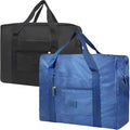 Travel Duffel Bag Carry on Luggage Bag Foldable Travel Tote Bag Waterproof Sports Gym Lightweight Large Weekender Overnight Bag for Women and Men (Black+Blue) by INVODA