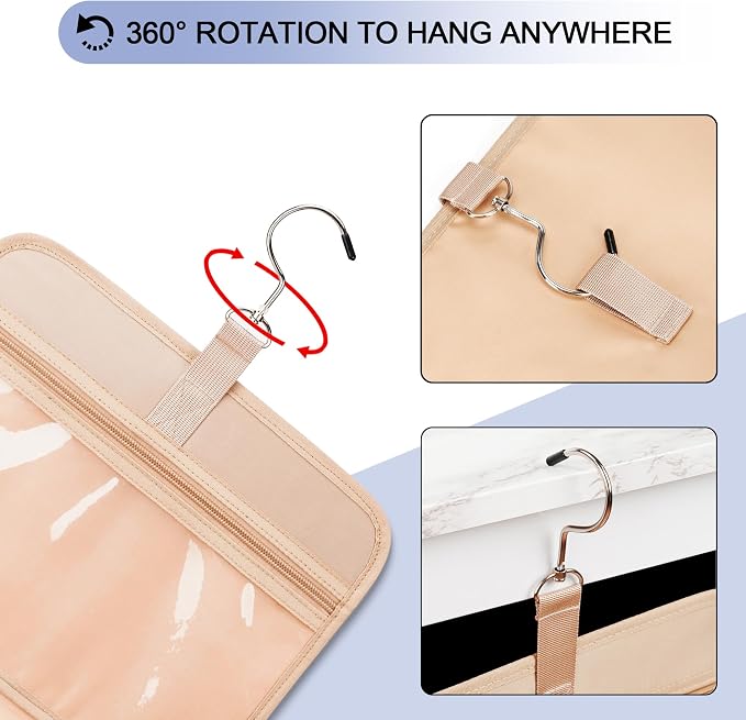 Travel Hanging Toiletry Bag for Women, Cruise Ship Essentials, with Jewelry Organizer, Extra Large Makeup Dopp Kit, Waterproof Cosmetic Bags, Toiletries Kit Set with Trolley Belt, Blue - Image 7