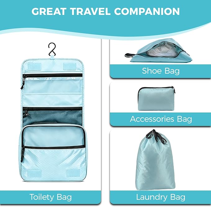 Compression Packing Cubes Set, Versatile 8pcs Travel Essentials for Packing | Lightweight Travel Organizers for Family & Business Travel, Space Save for Backpack, Duffel & Suitcase- Blue - Image 9