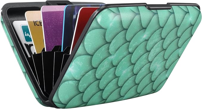 RFID Aluminum Wallet Credit Card Protector Case Holder for Men Women | Mini RFID Aluminum Wallet Credit Cards Holder Business Card Case Metal ID Case for Men Women(Blue Scales) - Image 6