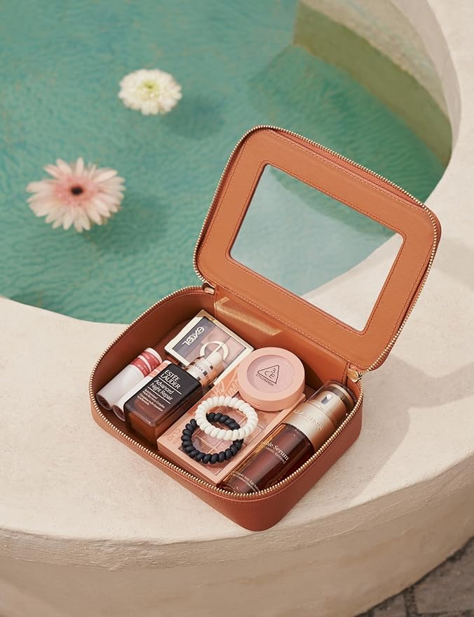 Clear Makeup Case Toiletry Bag Travel Medium Clear Cosmetic Bag with Zipper, Make Up Bag Organizer Traveling TSA Approved Transparent Bag Car for Essentials, Mini & Medium, Brown - Image 4