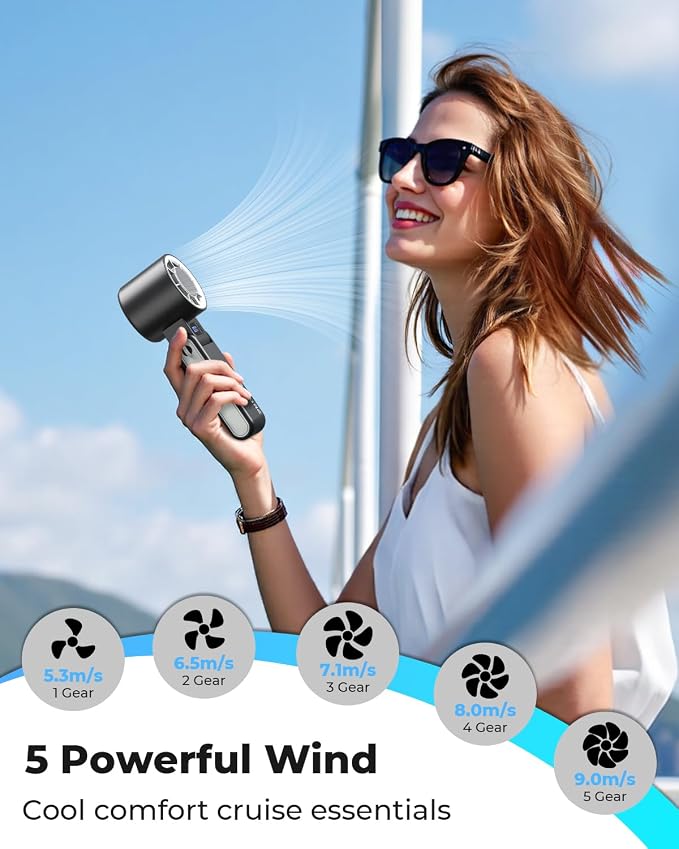 MORECORE Portable Handheld Fan with Ice Cooler, [Instant Chill to 50℉], Gifts for Men Mom Women Grandma Girl Her Hot Flash, 5000mAh Portable Cooling Fan, Camping/Cruise/Travel Essentials 2026 - Image 6
