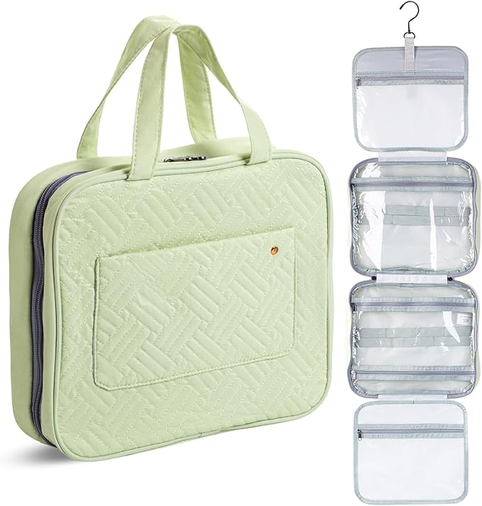 Ms. Pen- Travel Toiletry Bag Organizers, Sage Green | Makeup Travel Bag for Toiletries with Hanging Hook, Water-Resistant by MsPen
