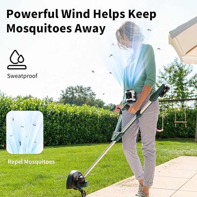 Socool 10000mAh Portable Waist Fan Clip on Wearable Belt Personal Fan Rechargeable Battery operated With 5 Speeds & Flashlight Neck Fan Hands-Free 40H Cooling For Outdoor Camping Travel (White) - Image 7