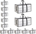 12 Pack-Extra Large Heavy Duty Moving Bags - Waterproof Storage Totes with Handles & Zippers, Foldable for College Dorm, Storage (Clear) by Unknown