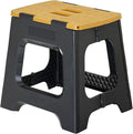 Vigar Compact Folding Step Stool, 12-1/2 in, Black Bamboo Print | 12-1/2 in Foldable Stool, Lightweight Portable Design, Handle, Non Slip Surface, Space-Saving, Supports up to 330 lb by VIGAR