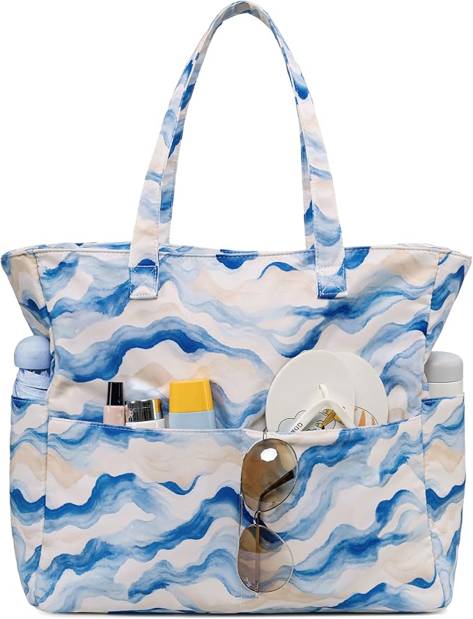 LEDAOU Beach Bag Waterproof Sandproof Women Beach Tote Pool Bag with Zipper for Swim Gym Grocery Travel with Wet Pocket | Sandproof by LEDAOU