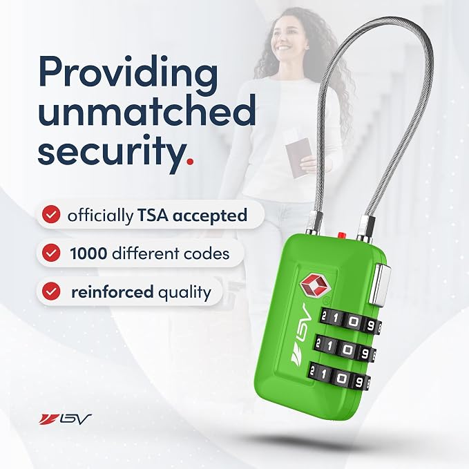 TSA Accepted Luggage Travel Lock, Set-Your-Own Combination Lock for School Gym Locker, Luggage Suitcase Baggage Locks, Filing Cabinets, Toolbox, Case (Green, 1 Pack) - Image 2