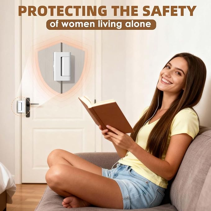 Portable Door Lock,Security Door Reinforcement Lock,No Drilling(White-4PCS) | Portable Door Lock for Travel,Interior Doors for Apartments,Hotels,bedrooms - Image 6