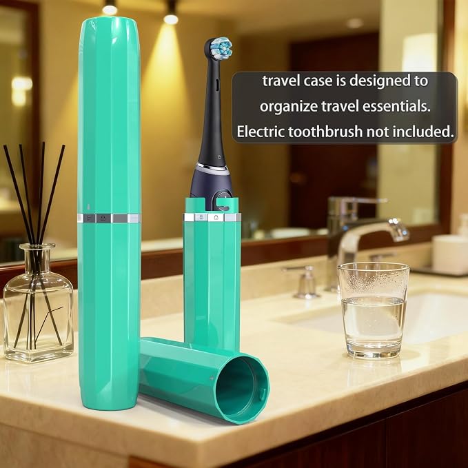 Long Ventilated Electric Toothbrush Travel Case, Portable Holder, Fits Most Standard Straight Electric Toothbrushes (Green) - Image 5