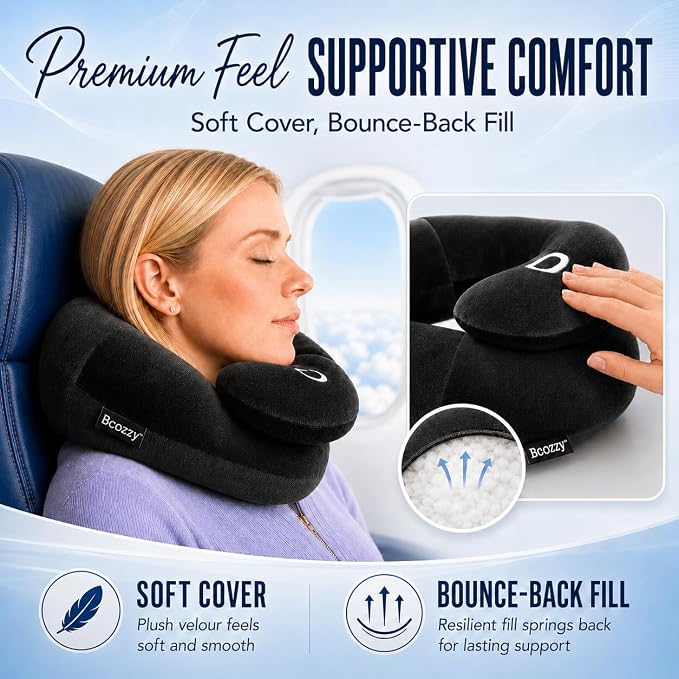 BCOZZY Neck Brace Pillow - Patented Relief for Neck Pain and Supportive Sleep-Soft, Washable, and Adjustable for Comfortable Resting. Black - Image 7