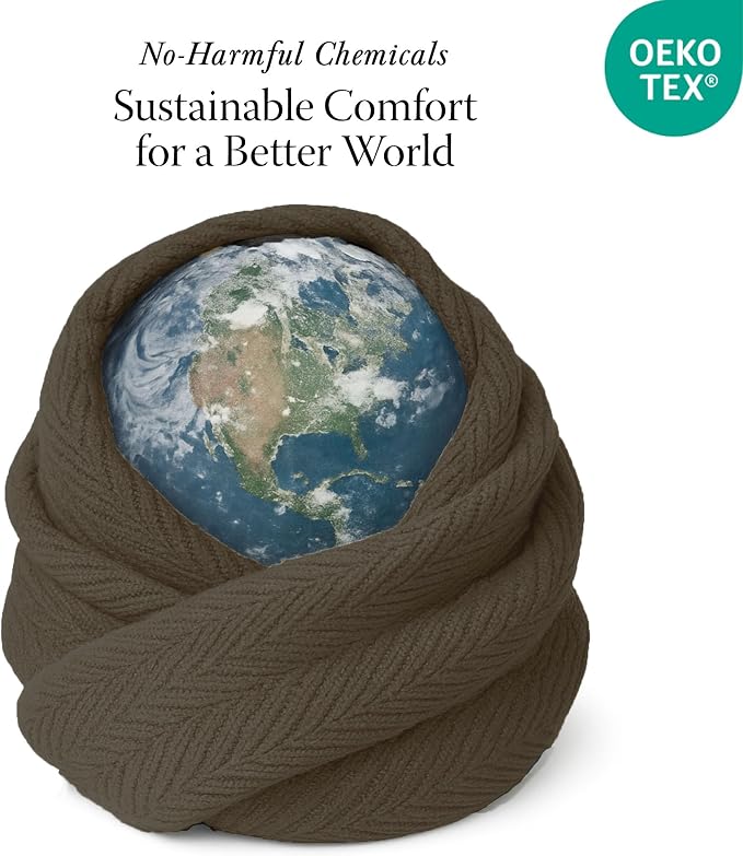 Threadmill Luxury Cotton Blankets for Queen Size Bed | All-Season 100% Cotton Queen Size Blanket | Herringbone Cozy, Soft Breathable Fall Thermal Blanket fits Full Size Bed | Espresso - Image 6