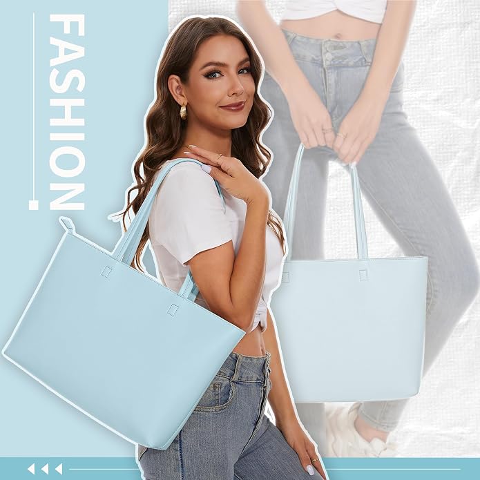 KALIDI Tote Bag Zipper Shoulder Bag Vegan Leather Purses Satchel for Women | Large Casual Handbag for Work Commuting Dating College Everyday - Image 2