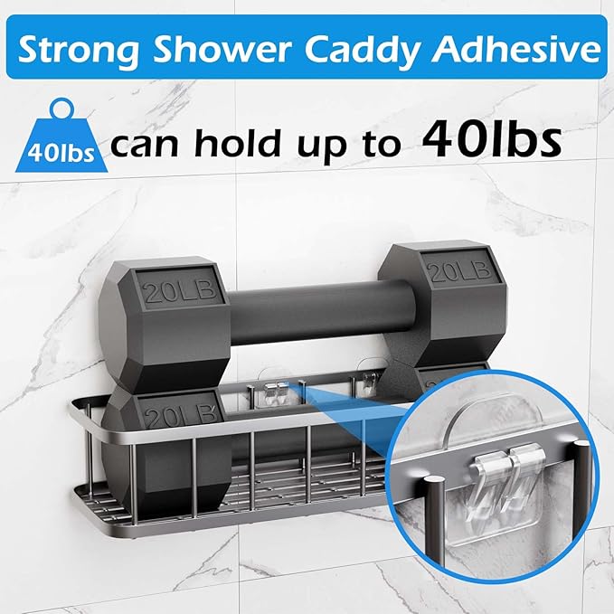 12 Pack Shower Caddy Adhesive Replacement, Shower Adhesive Strips, Waterproof Adhesive Hooks, Strong Sticker, No Drilling, for Bathroom Shelf and Kitchen Racks - Image 3