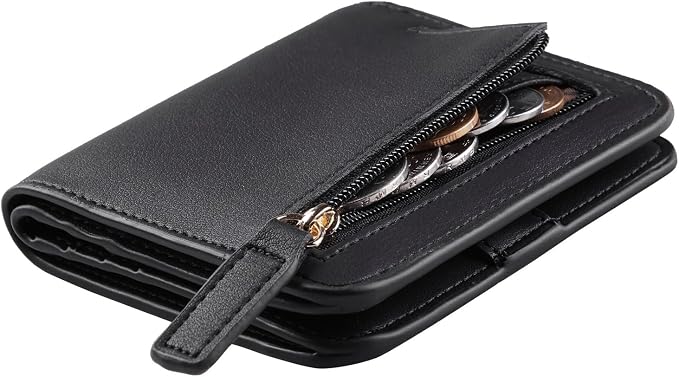 Toughergun Women’s Small Slim Leather Wallet with RFID Protection, Compact Bifold Mini Purse with Clear ID Window by Toughergun