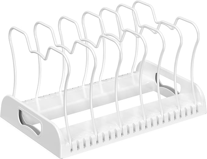 Simple Houseware 7 Compartments Adjustable Pan Organizer, White - Image 6