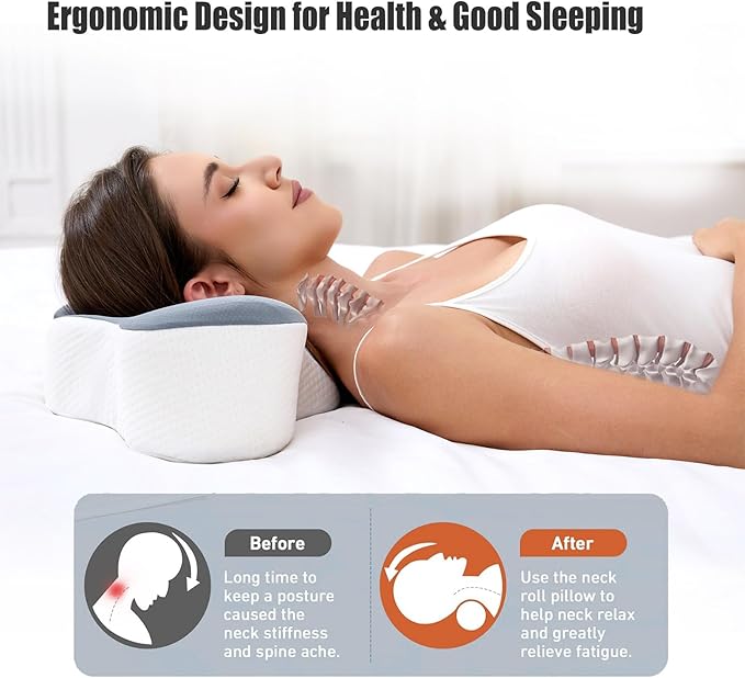 Bespilow Camping Travel Pillow for Sleeping - Memory Foam Cervical Neck Support Pillow for Neck Pain Relief, Inflatable Alternative, Compressible Cooling Orthopedic Pillow for Backpacking, Airplane - Image 2