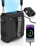 TUNISE Portable Fan with 5-Speed Settings, Dual-Sided Clip on Wearable Belt Waist Fan for 8000mAh, 2 Settings including Flashlight,Travel Essential for Outdoor Camping as Power Bank by TUNISE