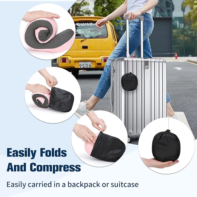 Cirorld Neck Pillow for Traveling, Travel Pillows for Airplanes,100% Pure Memory Foam Travel Neck Pillow, Adjustable Flight Pillow, Portable Plane Accessories with Eye Mask, Earplugs, Carry Bag - Image 8