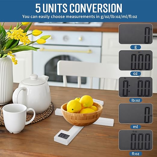 Folding Digital Kitchen Scale, Portable Food Scale, Travel Food Scale with LCD Display, Multiple Unit Conversion, Compact Small Scale for Measuring Intake of Healthy - Image 2