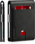 RUNBOX Slim Wallet for Men - RFID Blocking Leather Bifold with Money Clip | Minimalist Front Pocket Wallet Holds 11 Cards,Slim Thin Design,RFID Blocking Protection, Practical Birthday Gifts for Men by RUNBOX