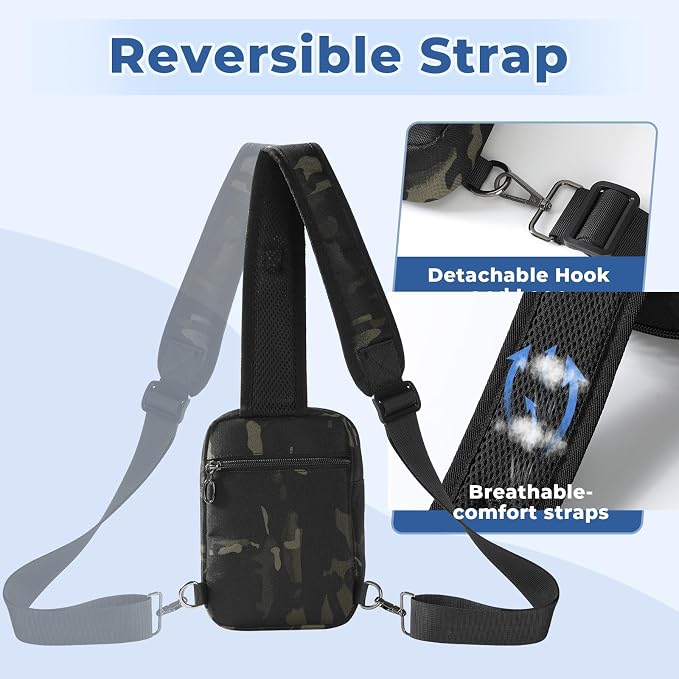Anti Theft Sling Bag Tactical Small Shoulder Chest Crossbody Bag for Men Women with Zipper Lock RFID Blocking（camouflage） - Image 4