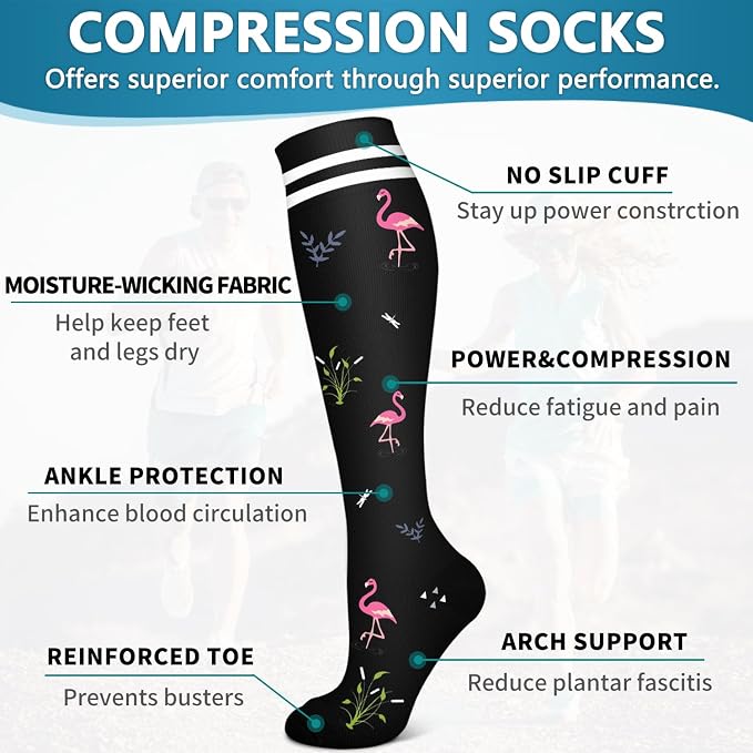 6 Pack Copper Compression Socks for Women and Men Circulation-Best Support for Medical,Running,Nursing,Athletic - Image 5