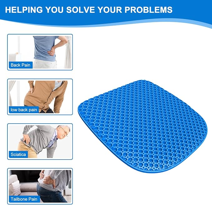 Large Gel Seat Cushion for Long Sitting With Non-Slip Cover,Soft & Breathable,Chair Cushion,Car seat Cushion,Office seat Cushion,Seat Cushion for Desk Chair,Wheelchair Cushion (Blue, Large Size) | 18 inches Cooling& Breathable & Comfortable,Gel Seat Cu... - Image 6