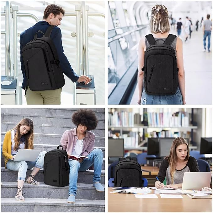 Mancro Business Travel Laptop Backpack, Anti Theft Slim Laptop Bag for Men | Water Resistant Work Backpack with Lock, Tech Computer Bag with Laptop Compartment Fits 15.6 Inch Laptop for Travel, Black - Image 4