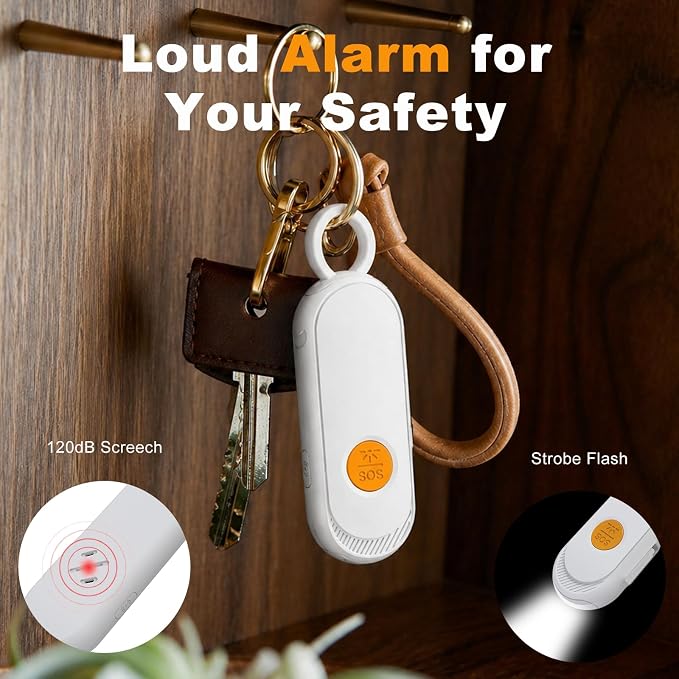 Personal Safety Alarm, Find My Tracker Keychain for Apple & Google, White | Real-Time Tracking • Loud Alarm • SOS Strobe • Apple & Android Compatible • Personal Safety - Image 3