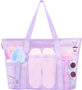 Tagitary Mesh Beach Bag with Zipper Large Beach Tote Waterproof Sandproof with 8 Pockets for Toys Pool Bag Beach Accessories by Tagitary