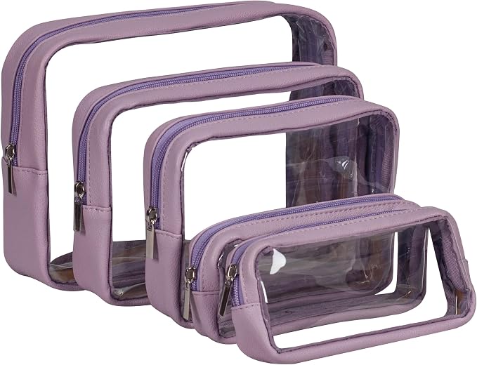Remobia Hicol TSA Approved 5-Piece Diaper Bag Organizer Pouch Set Clear Waterproof TPU Kids Toiletry Storage Set Travel Packing Clutch Cube Bags for Baby Nursing (Purple) by Remobia+Hicol