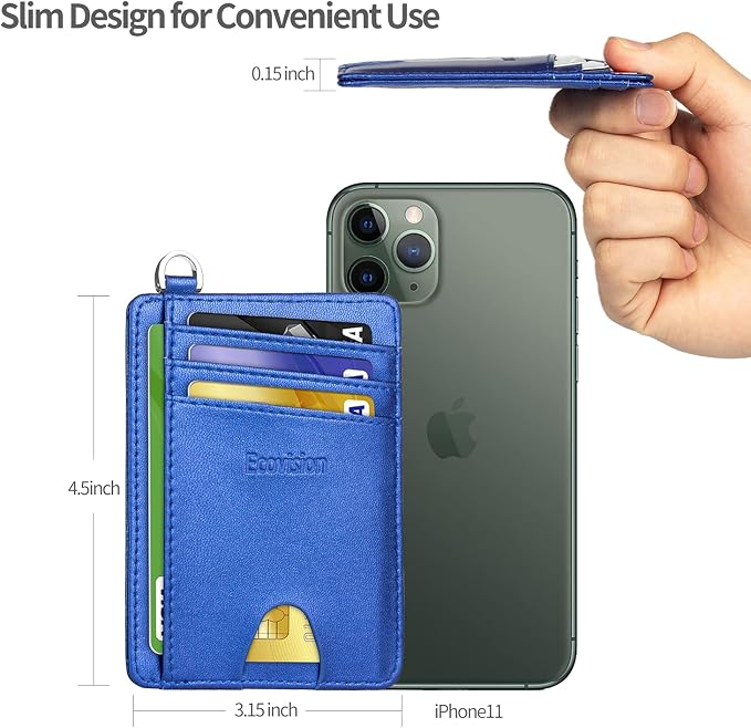 Slim Minimalist Front Pocket Wallet, RFID Blocking Credit Card Holder Wallet with Detachable D-Shackle for Men Women - Image 7