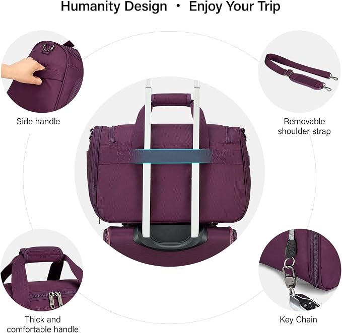 Hanke Small Underseat Carry On Luggage Bags for Travel with 10 Pockets. | Airline Approved Foldable Personal Bag w/ Luggage Sleeve; Tote Duffle & Bento Bag, Flight Attendant Weekender for Men & Women - Image 6