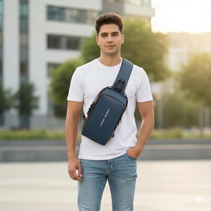 Unisex Anti-Theft Sling Bag with USB Port, Water-Resistant Crossbody Chest Backpack for Travel & Work - Image 7
