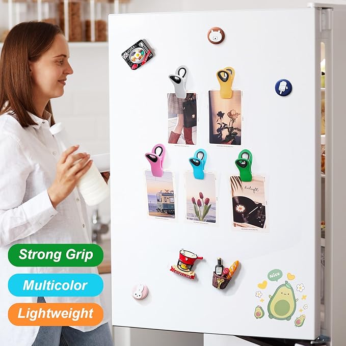 JETMORE 20 Pack Chip Clip, Magnetic Clips for Chips and Other Food Bags | Durable plastic jaws grip packages without tearing, chip bag clips seal snacks, while magnetic bag clips display notes - Image 2