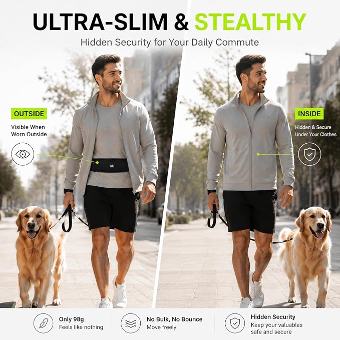 Simptech 360° Ultra-Thin Running Belt Bag- Honeycomb Breathable Fanny Pack for Men Women, Lightweight 98g Fitness Waist Phone Holder Pouch for Hiking Cycling Travel Jogging Workout (New Black) - Image 6