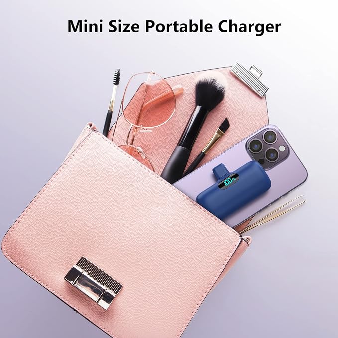[2-Pack] Mini Portable Charger 5000mAh Power Bank,3A PD USB C Cell Phone Portable Power, LCD Display Battery Pack Compatible with iPhone 16/15/15 plus/15 pro/15 pro Max/Android/Samsung/Moto/LG etc - Image 5